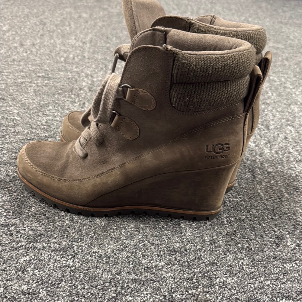 UGG Women's Brown Waterproof Wedge Boots